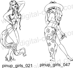 Pinup girls. Free vector lipart in EPS and AI formats.