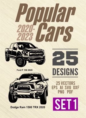 Popular Cars 2020-2023 Cars - Cuttable vector clipart in EPS and AI formats. Vectorial Clip art for cutting plotters.