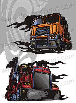 Racing Trucks - Racing Trucks. Cuttable vector clipart in EPS and AI formats. Vectorial Clip art for cutting plotters.