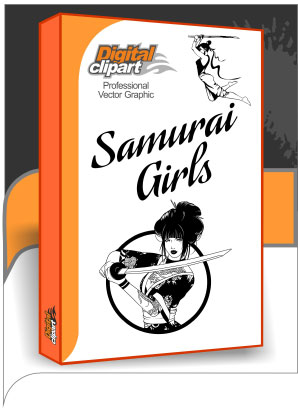 Samurai Girls  - Cuttable vector clipart in EPS and AI formats. Vectorial Clip art for cutting plotters.