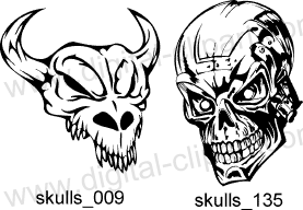 Skulls Clipart. Free vector lipart in EPS and AI formats.