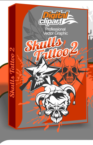Skulls Tattoo - Cuttable vector clipart in EPS and AI formats. Vectorial Clip art for cutting plotters.