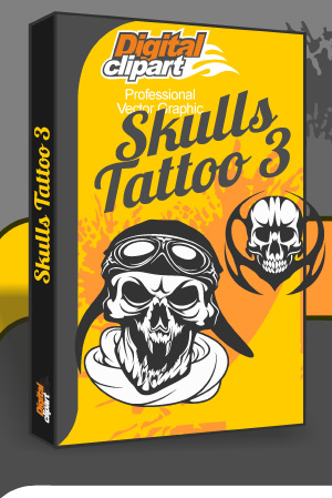 Skulls Tattoo 3 - Cuttable vector clipart in EPS and AI formats. Vectorial Clip art for cutting plotters.