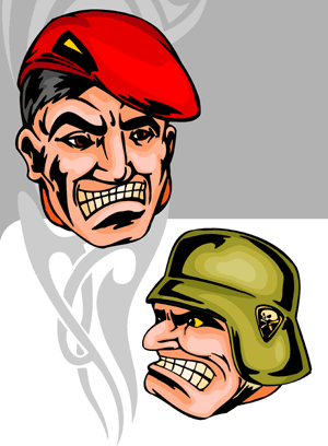 Heads of soldiers - Cuttable vector clipart in EPS and AI formats. Vectorial Clip art for cutting plotters.