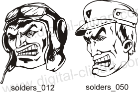 Heads of soldiers - Free vector lipart in EPS and AI formats.