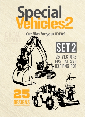 Special Vehicles - Cuttable vector clipart in EPS and AI formats. Vectorial Clip art for cutting plotters.
