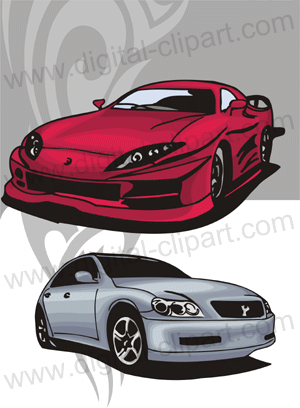 Sport Cars - Cuttable vector clipart in EPS and AI formats. Vectorial Clip art for cutting plotters.