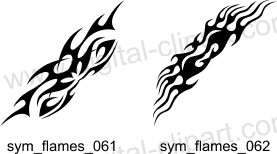 Symmetric Flames Clip Art. Free vector lipart in EPS and AI formats.
