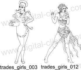 Professions of girls - Free vector lipart in EPS and AI formats.