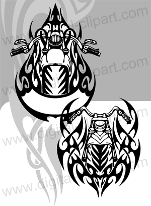 Tribal Bikes 2 - Cuttable vector clipart in EPS and AI formats. Vectorial Clip art for cutting plotters.