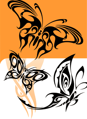 Tribal Butterflies - Cuttable vector clipart in EPS and AI formats. Vectorial Clip art for cutting plotters.
