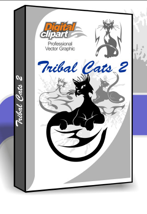Tribal Cats 2 Cuttable vector clipart in EPS and AI formats. Vectorial Clip art for cutting plotters.
