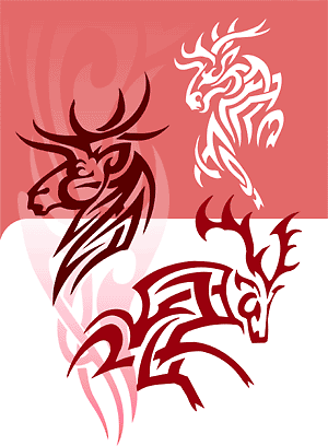 Tribal Deer - Cuttable vector clipart in EPS and AI formats. Vectorial Clip art for cutting plotters.