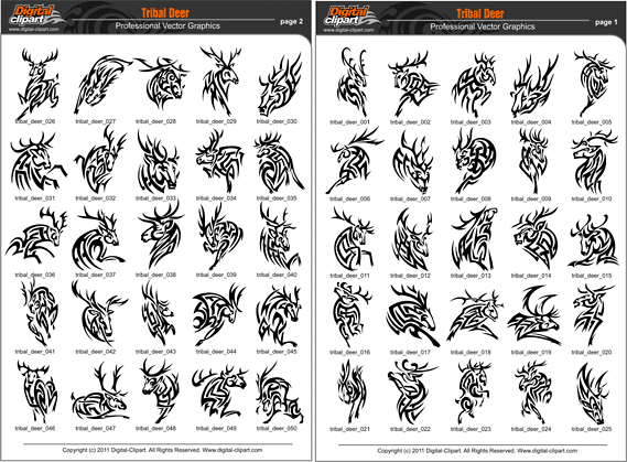 Tribal Deer - Extreme Vector Clipart for Professional Use (Vinyl-Ready ...