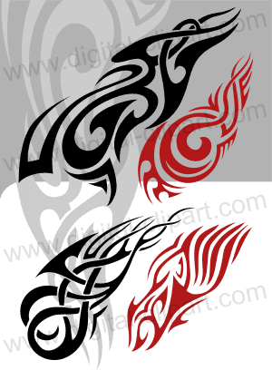 Tribal Flames Clip Art. Cuttable vector clipart in EPS and AI formats. Vectorial Clip art for cutting plotters.
