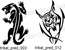 Tribal Predators. Free vector lipart in EPS and AI formats.