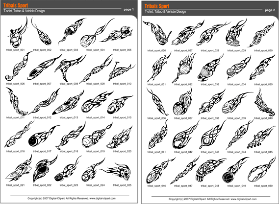 Tribal Sport - PDF - catalog. Cuttable vector clipart in EPS and AI formats. Vectorial Clip art for cutting plotters.