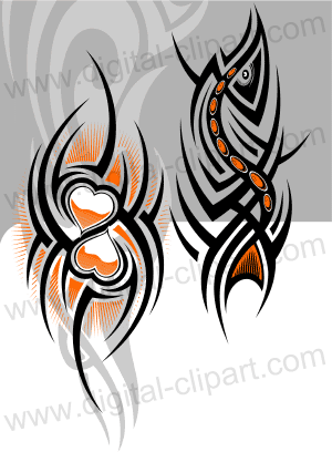 Tribal Tattoos. Cuttable vector clipart in EPS and AI formats. Vectorial Clip art for cutting plotters.