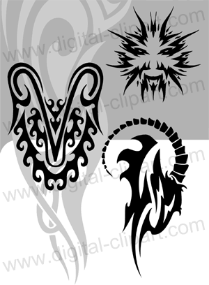 Tribal Zodiac - Cuttable vector clipart in EPS and AI formats. Vectorial Clip art for cutting plotters.