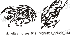 Vignettes Horses. Free vector lipart in EPS and AI formats.