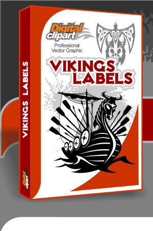 Vikings Labels  - Cuttable vector clipart in EPS and AI formats. Vectorial Clip art for cutting plotters.