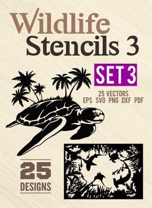 Wildlife Stencils - Cuttable vector clipart in EPS and AI formats. Vectorial Clip art for cutting plotters.