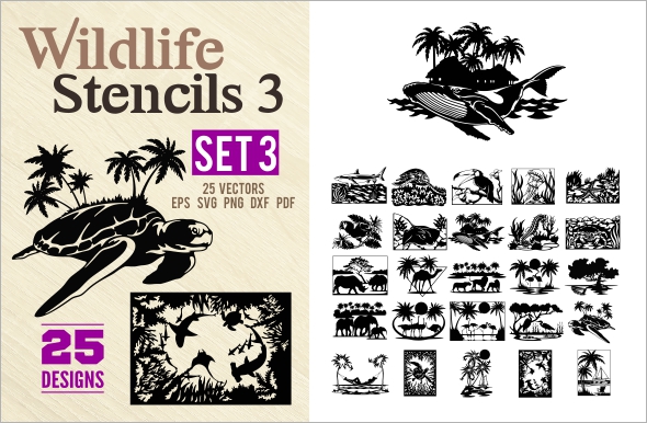 Wildlife Stencils Set 3 - 25 SVGs