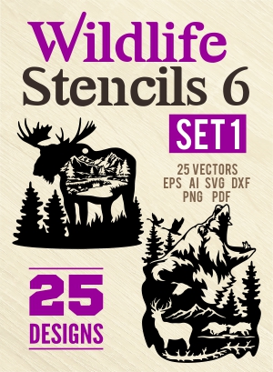 Wildlife Stencils - Cuttable vector clipart in EPS and AI formats. Vectorial Clip art for cutting plotters.