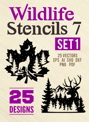 Wildlife Stencils - Cuttable vector clipart in EPS and AI formats. Vectorial Clip art for cutting plotters.